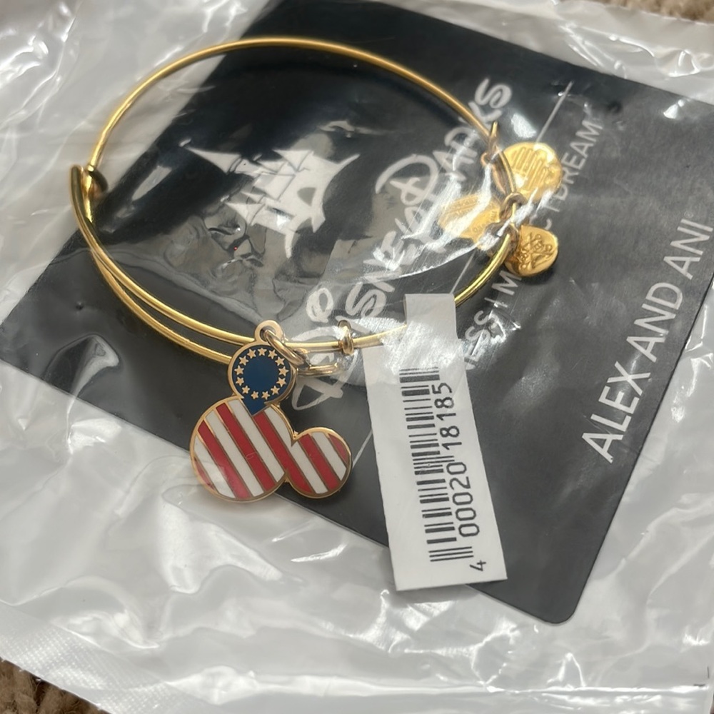 Disney’s Park Alex & Ani Patriotic Mickey American Flag - Gold Bangle